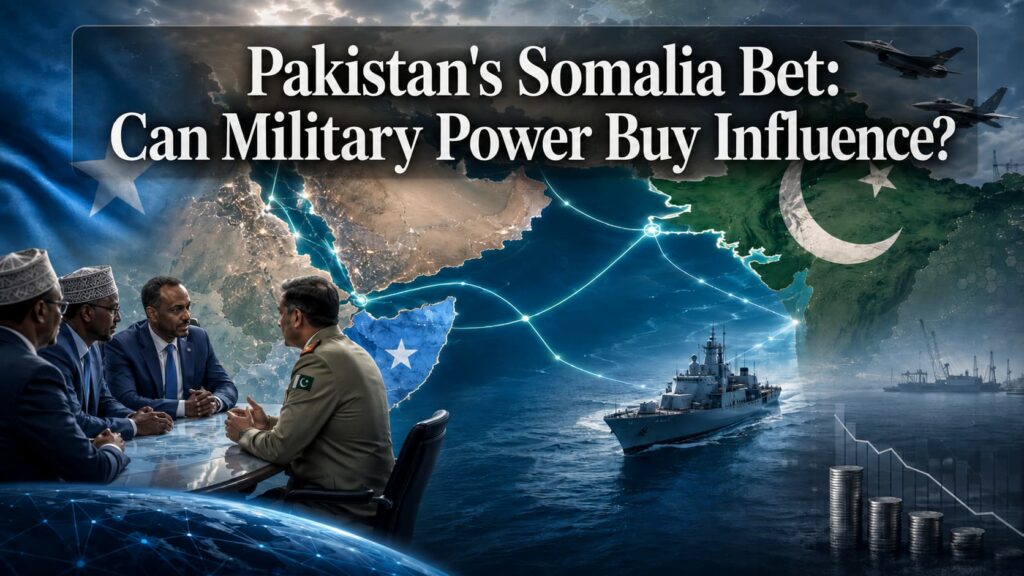Pakistan and Somalia defence cooperation illustrated with military talks, maritime routes, naval power and economic constraints across the Red Sea and western Indian Ocean.